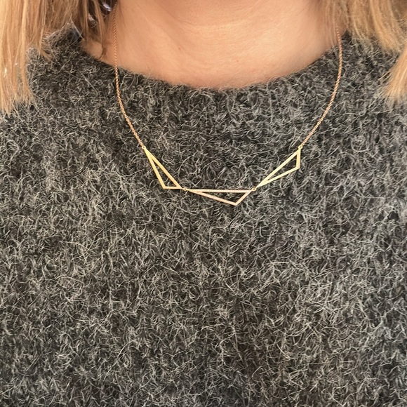 14k rose gold necklace with pave diamonds - Picture 6 of 8